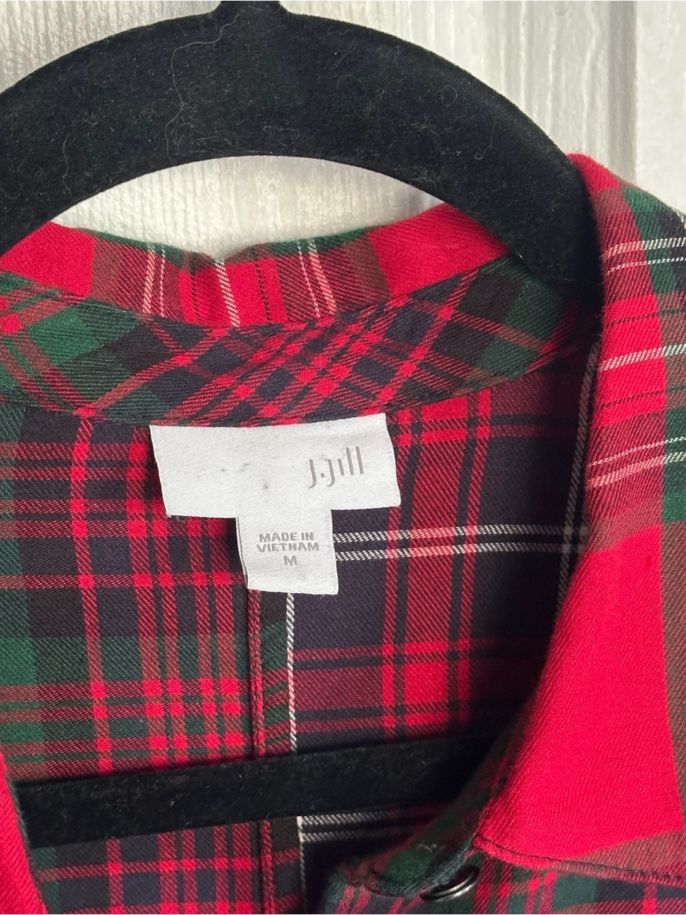 J. Jill Red and Green Plaid Patchwork Button-Down Shirt Women’s M Asymmetrical - Picture 6 of 6